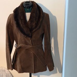 WISLON LEATHER coat Sz. M brown suede Vintage